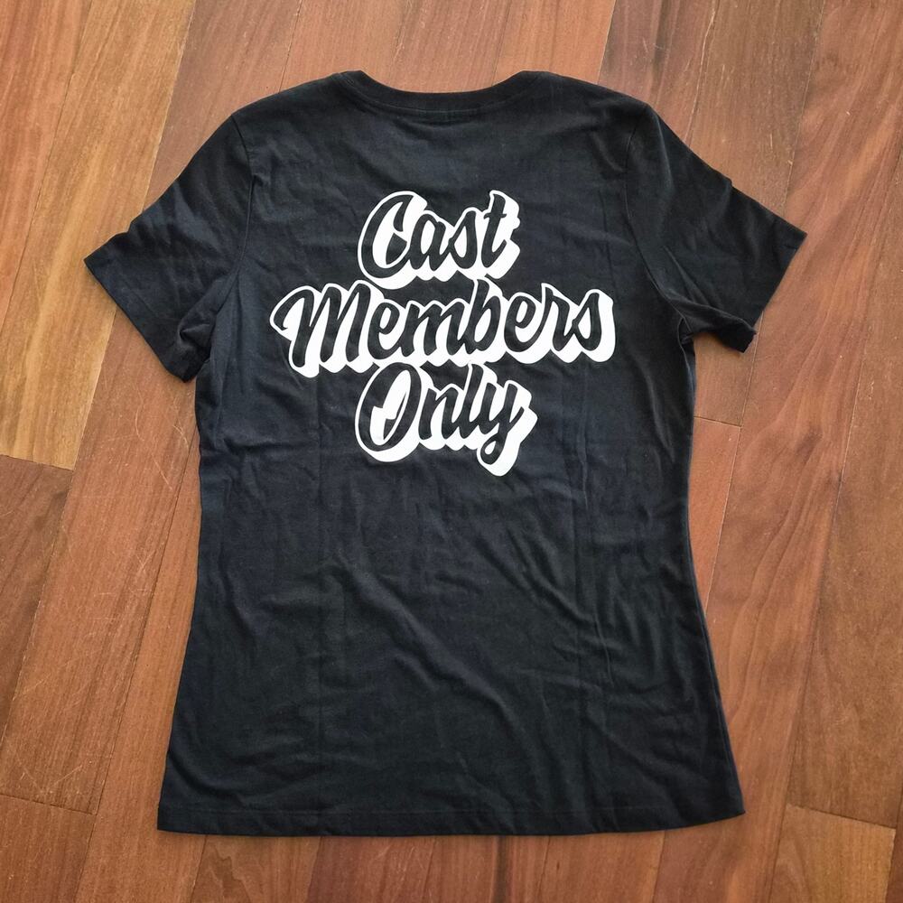 Disney Cast Members Only Black Graphic T-Shirt Small Mickey CM Chest Logo